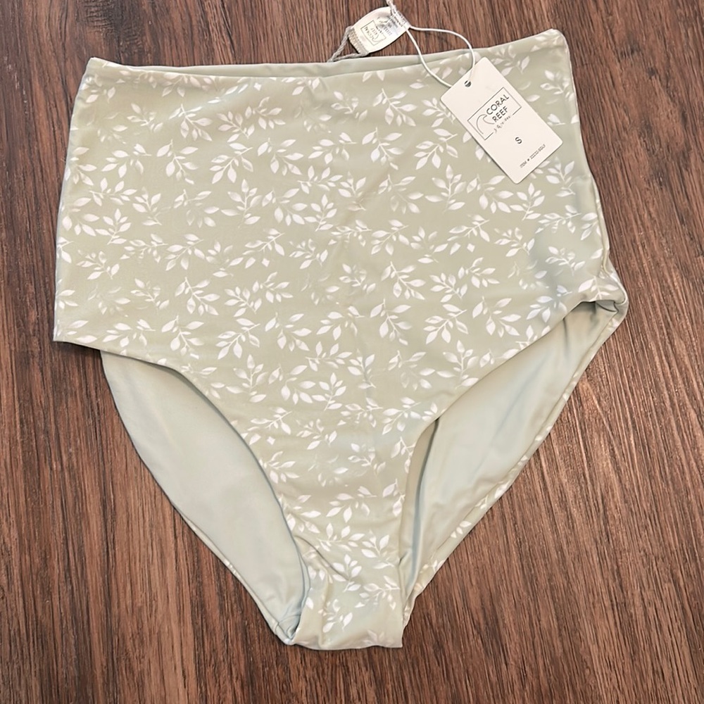 Coral Reef Swim Leisure Reversible Bottoms - Sage Leaf Print/Sage Green